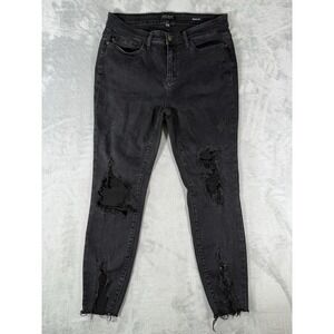 Judy Blue Jeans Womens 11/30 Black Destroyed Mid‎ Rise Skinny